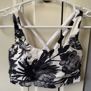Lululemon Black and White Floral Sports Bra